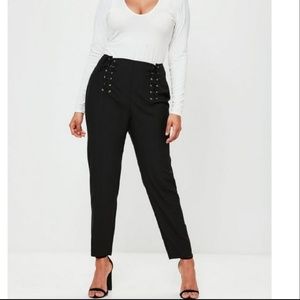 NWT Missguided, high-waisted, front lace slacks
